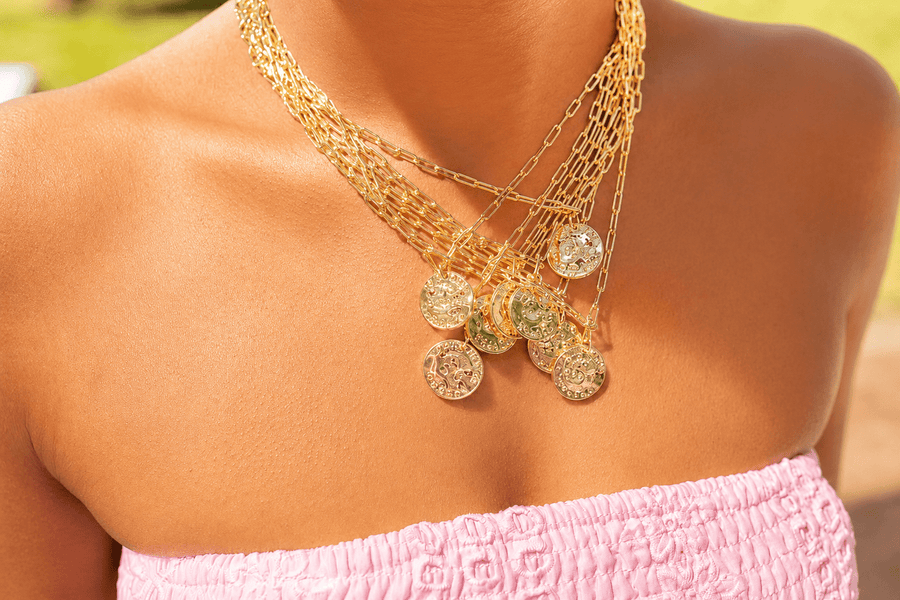 Mini Beach Tag Charm Necklace – 18k Gold Plated - Glamourous Grace