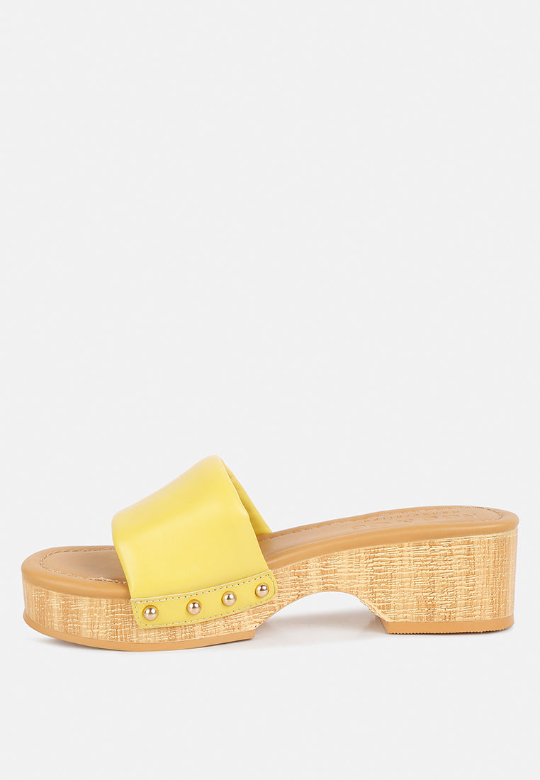 Minny Textured Heel Leather Slip On Sandals - Glamourous Grace