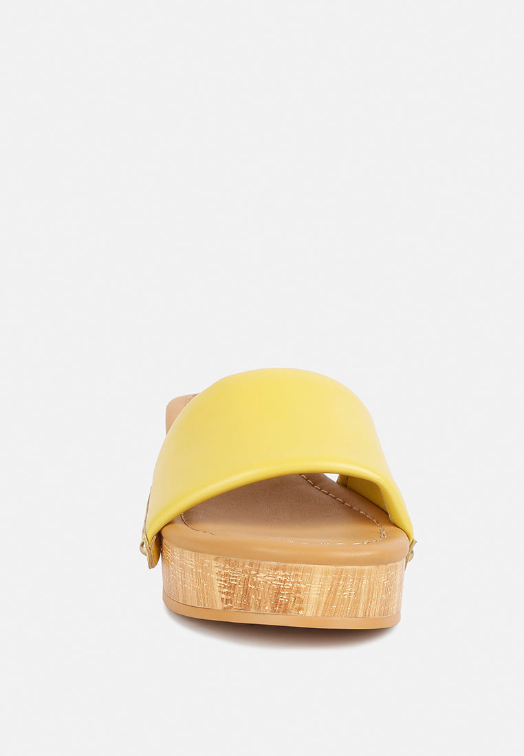 Minny Textured Heel Leather Slip On Sandals - Glamourous Grace