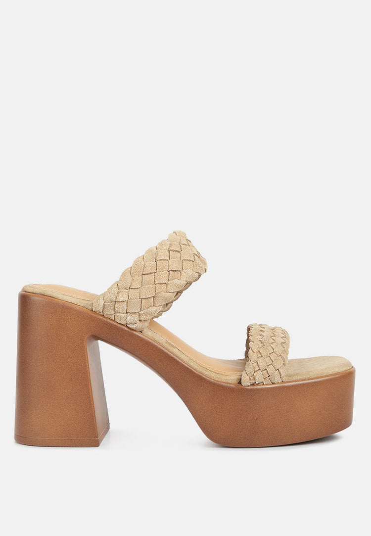 Misaki Woven Suede Strap Platform Sandals - Glamourous Grace