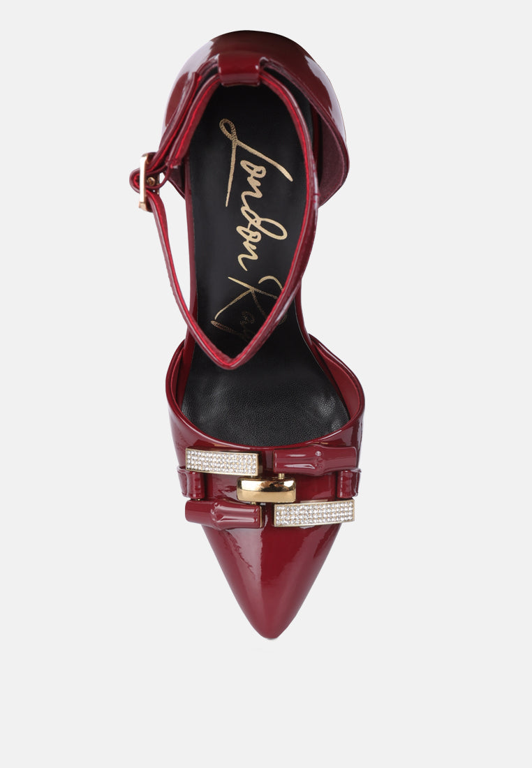 Mocktail Buckle Embellished Stiletto Heels - Glamourous Grace