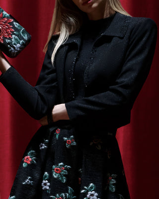 Black Embroidered Midi Skirt, Regina