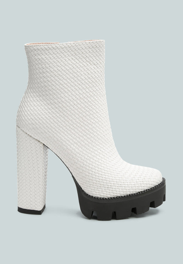 Moleski Textured Block Heeled Boots - Glamourous Grace
