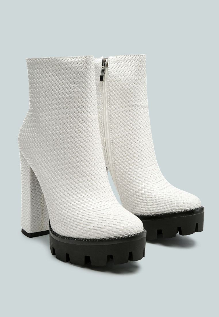 Moleski Textured Block Heeled Boots - Glamourous Grace