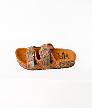 Morgana Western Sandal in Tan - Glamourous Grace