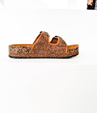 Morgana Western Sandal in Tan - Glamourous Grace