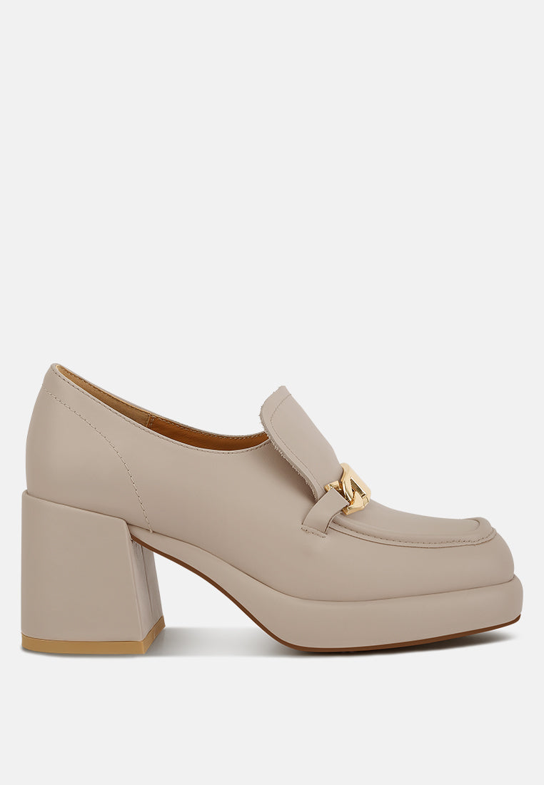 Morgan Metallic Embellishment Leather Platform Loafers - Glamourous Grace