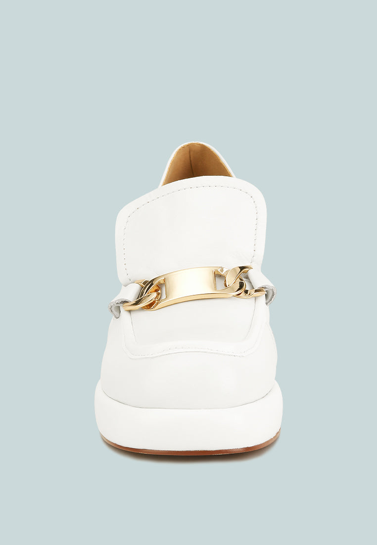Morgan Metallic Embellishment Leather Platform Loafers - Glamourous Grace