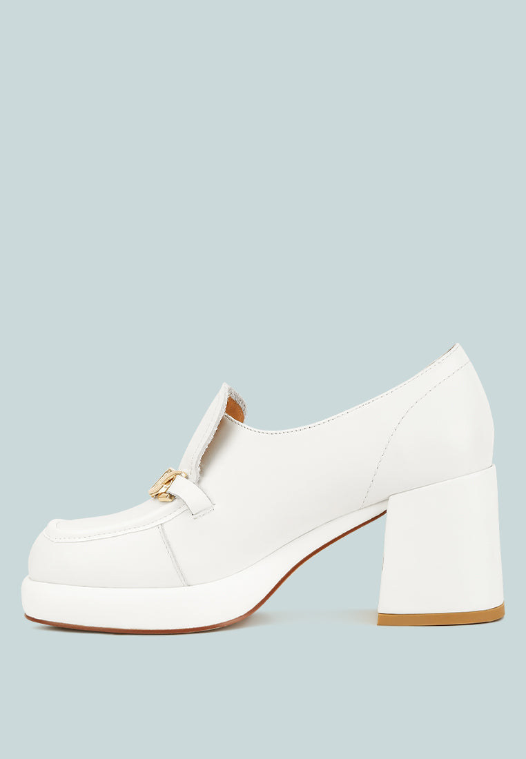 Morgan Metallic Embellishment Leather Platform Loafers - Glamourous Grace