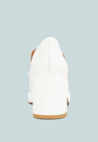 Morgan Metallic Embellishment Leather Platform Loafers