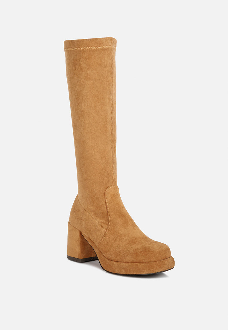 Morpin Stretch Suede Calf Boots - Glamourous Grace