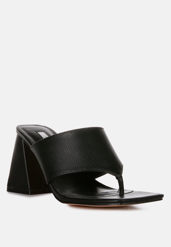 Muse Me Triangular Block Heel Thong Sandals - Glamourous Grace