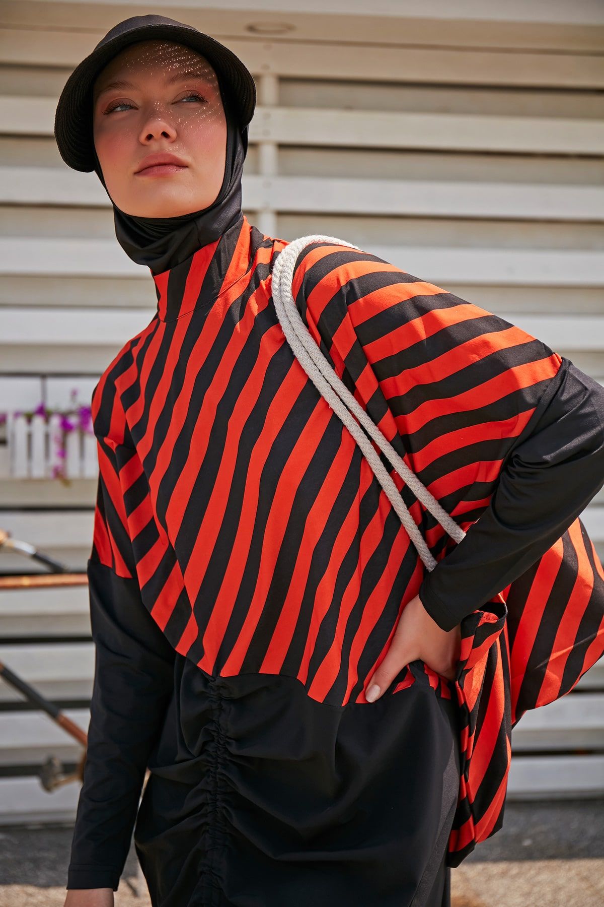 Woven Black Burkini Modest Swimwear M2307 - Glamourous Grace