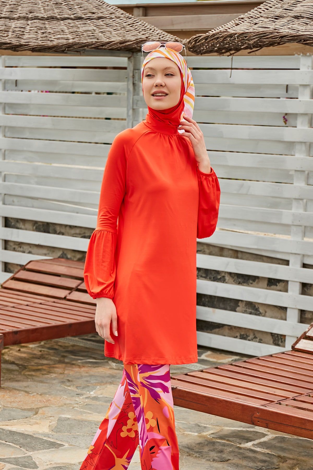 Lycra Orange Burkini Modest Swimwear M2317 - Glamourous Grace