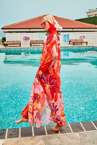 Lycra Orange Burkini Modest Swimwear M2317 - Glamourous Grace