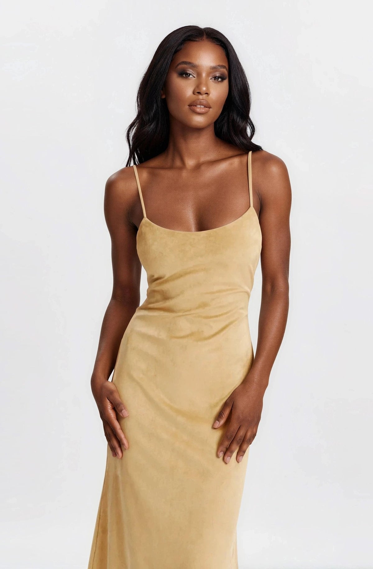 Nadira Faux Suede Dress – Soft Camel (Final Sale) - Glamourous Grace