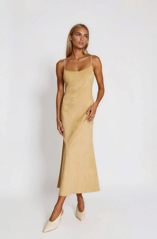 Nadira Faux Suede Dress – Soft Camel (Final Sale) - Glamourous Grace