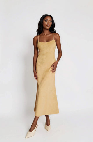 Nadira Faux Suede Dress – Soft Camel (Final Sale) - Glamourous Grace