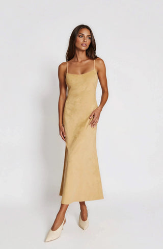 Nadira Faux Suede Dress – Soft Camel (Final Sale) - Glamourous Grace