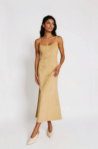 Nadira Faux Suede Dress – Soft Camel (Final Sale) - Glamourous Grace
