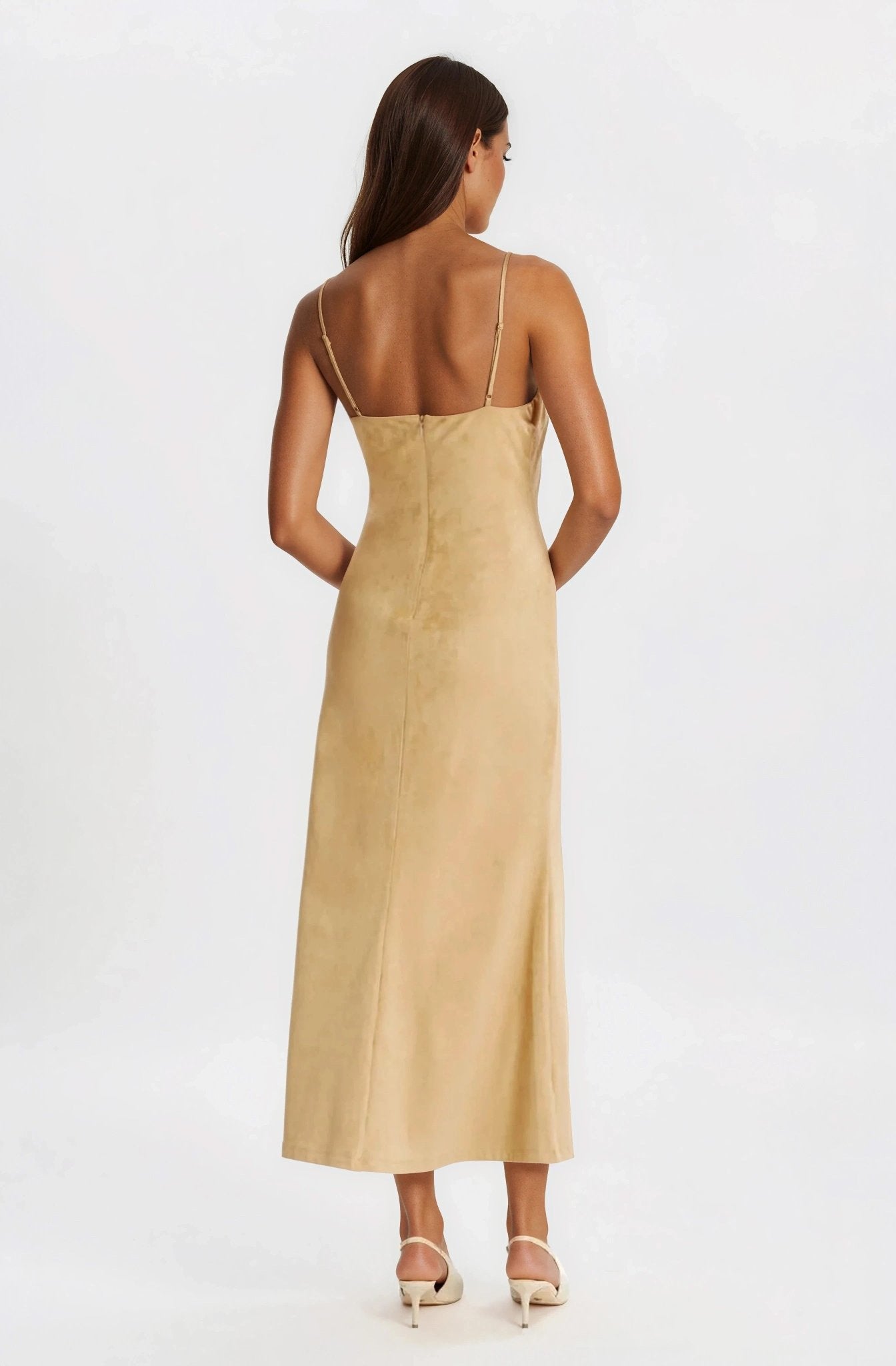 Nadira Faux Suede Dress – Soft Camel (Final Sale) - Glamourous Grace
