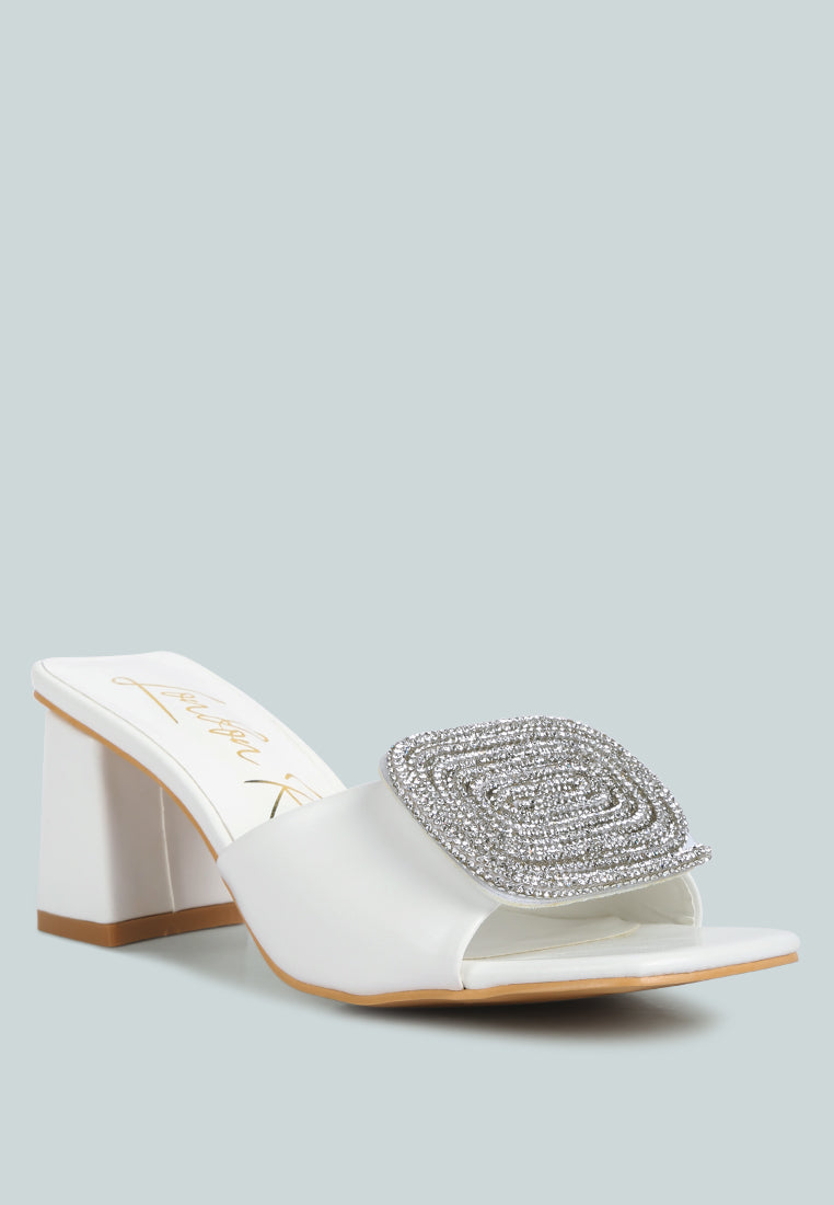 Naflah Rhinestone Embellished Slip On Sandals - Glamourous Grace