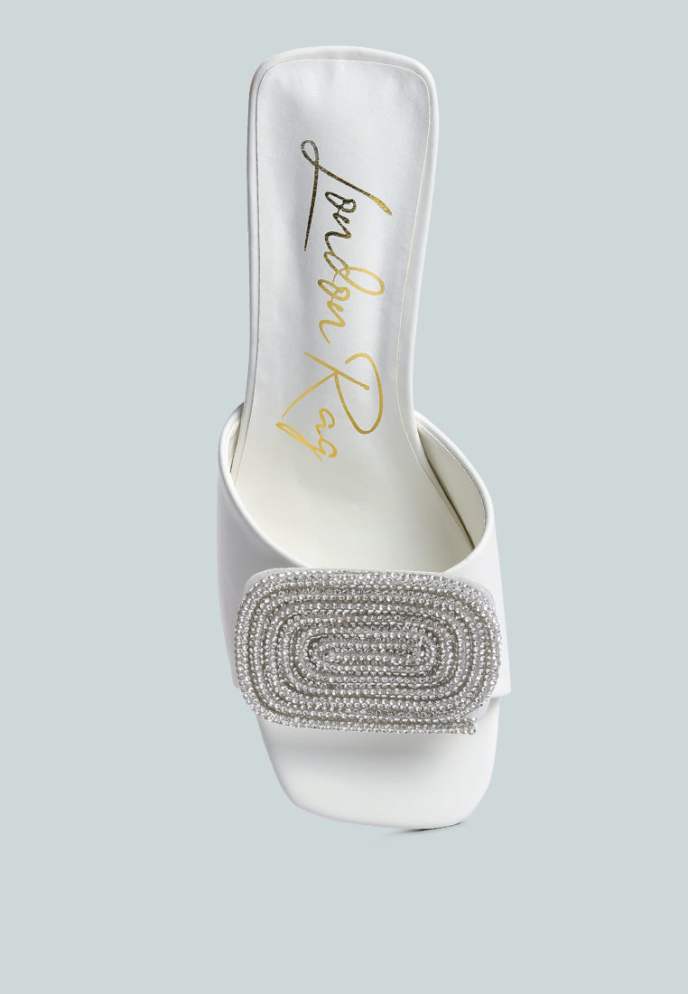 Naflah Rhinestone Embellished Slip On Sandals - Glamourous Grace