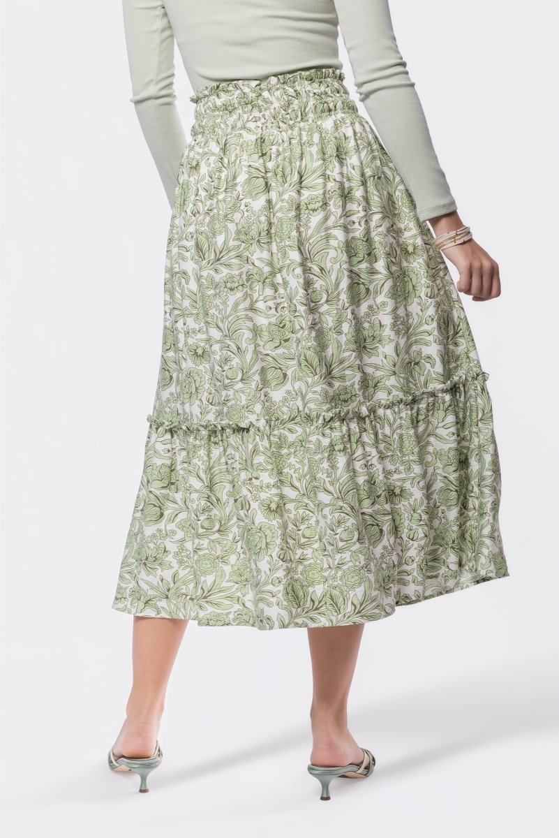 Nancy Skirt (White/Green) - Glamourous Grace