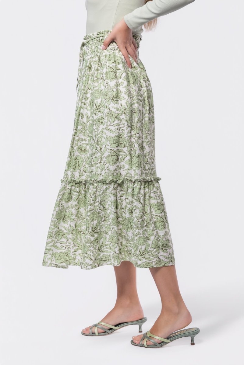 Nancy Skirt (White/Green) - Glamourous Grace