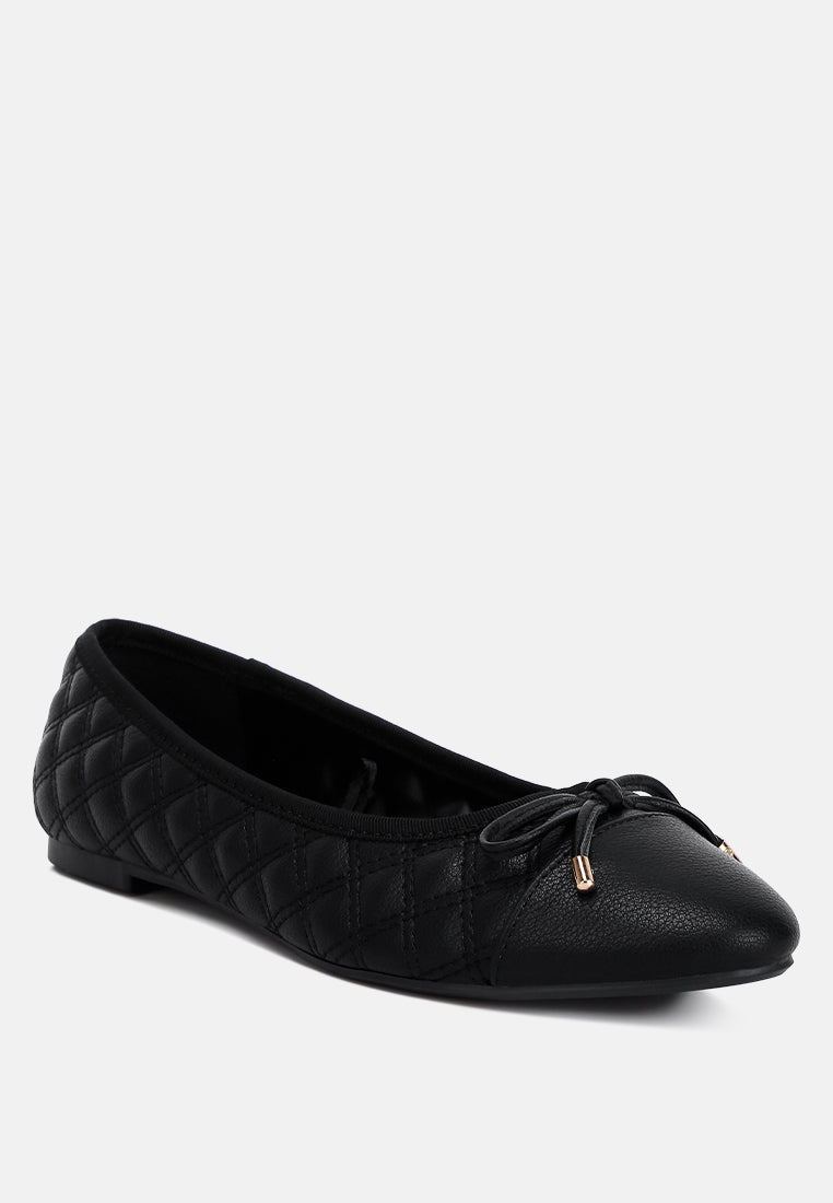 Naoki Quilted Faux Leather Ballerinas - Glamourous Grace