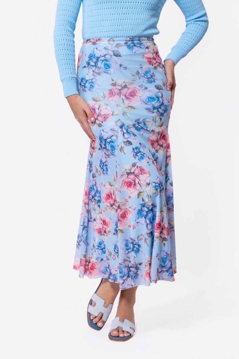Natalia Skirt (Blue Flower) - Glamourous Grace