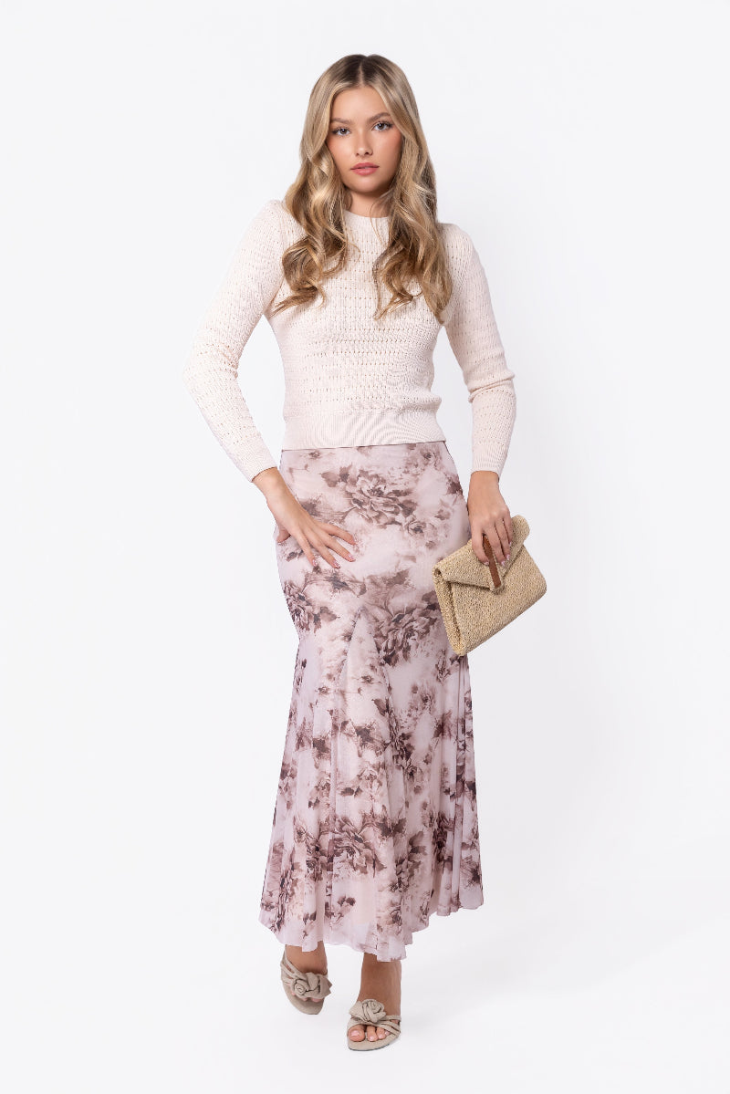 Natalia Skirt (Brown Flower) - Glamourous Grace