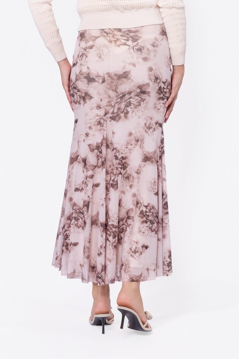 Natalia Skirt (Brown Flower) - Glamourous Grace