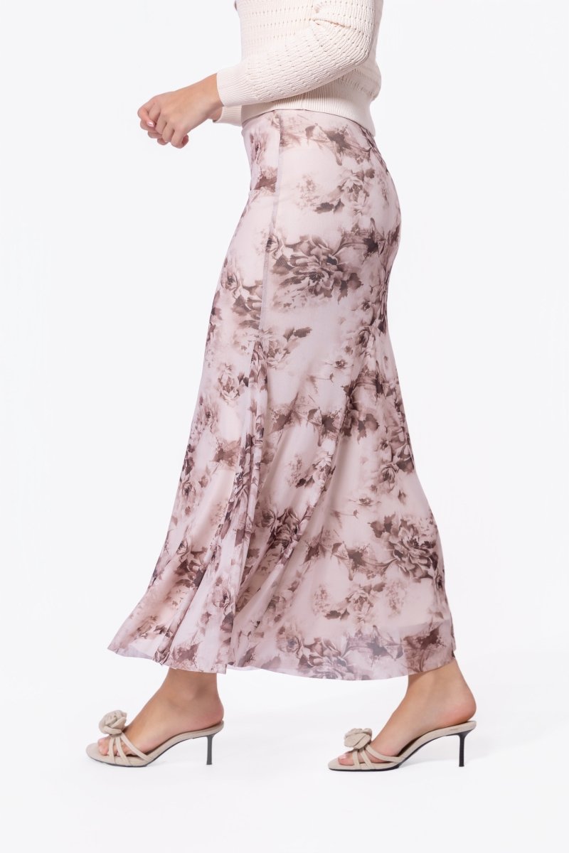 Natalia Skirt (Brown Flower) - Glamourous Grace