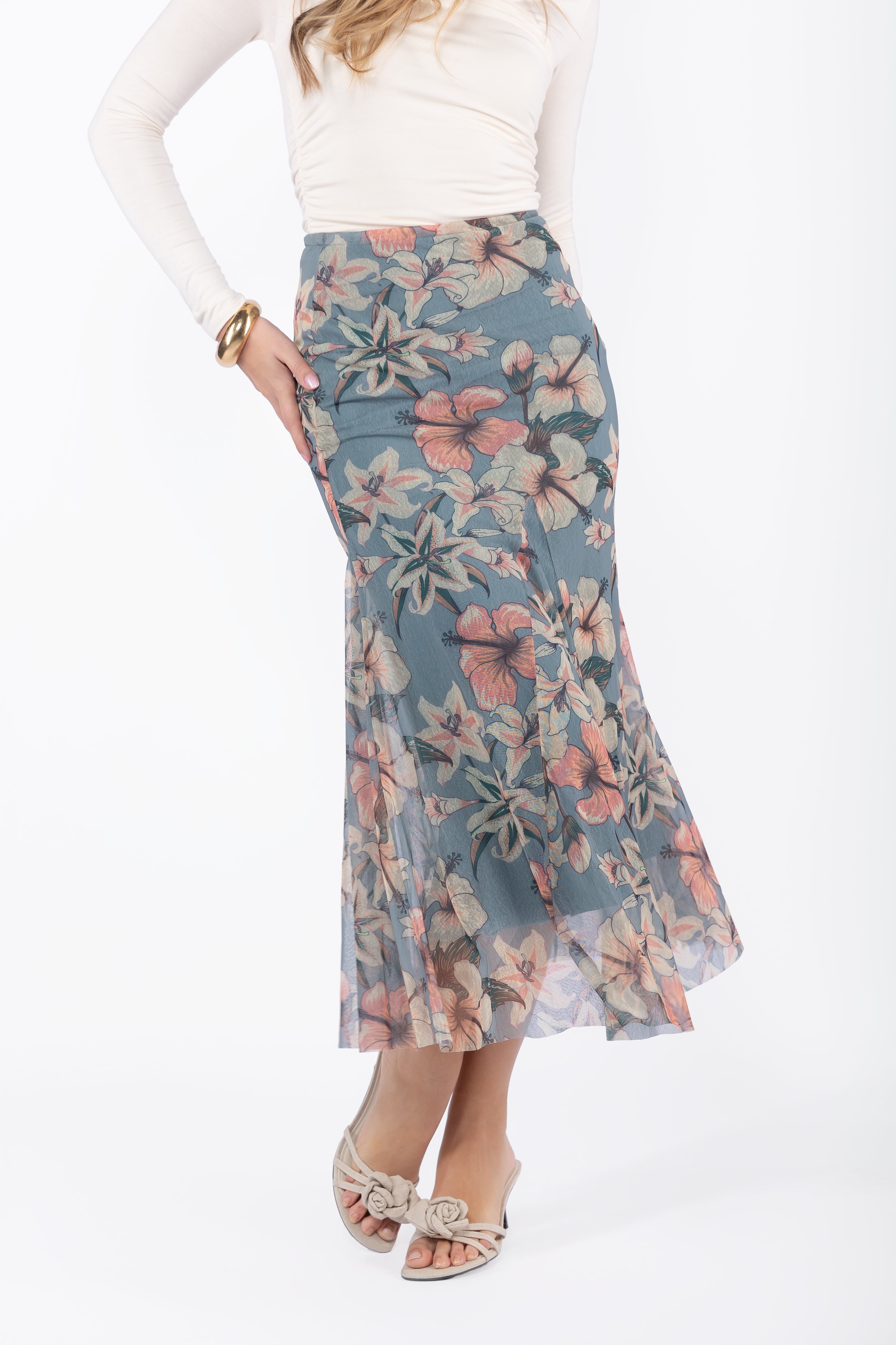 Natalia Skirt (Peach/Grey) - Glamourous Grace
