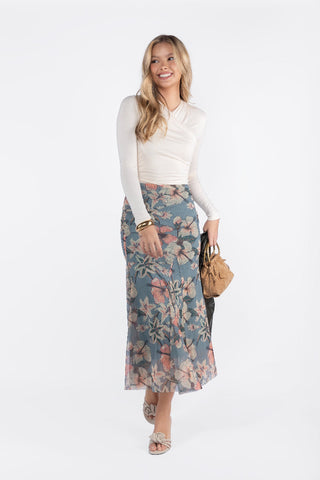 Natalia Skirt (Peach/Grey)