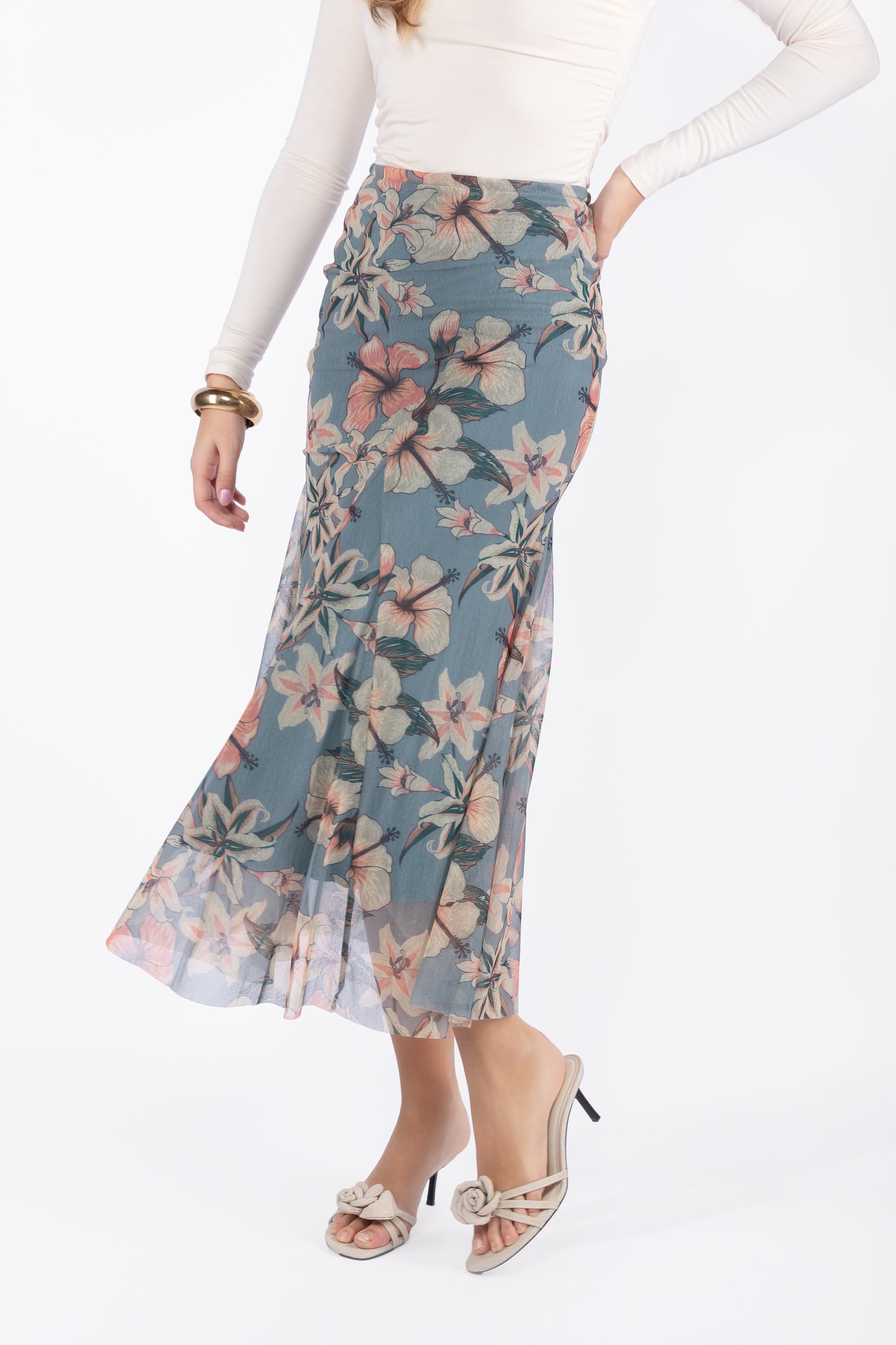 Natalia Skirt (Peach/Grey) - Glamourous Grace
