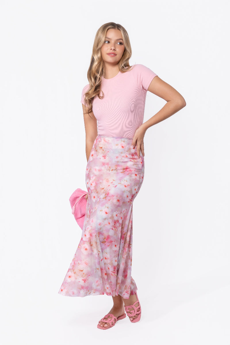 Natalia Skirt (Pink Flower) - Glamourous Grace