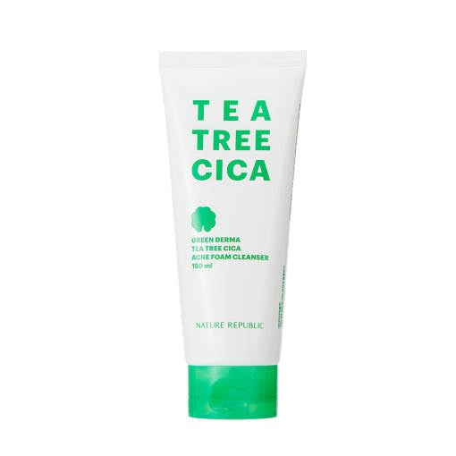 [NATURE REPUBLIC] Green Derma Tea Tree Cica Acne Foam Cleanser 150ml - Glamourous Grace