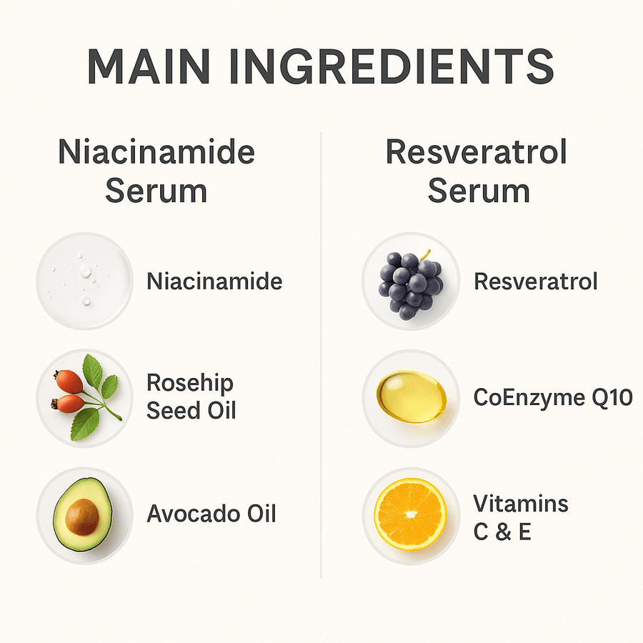 Organic Niacinamide + Resveratrol Serum Duo – Pore Refining & Brightening - Glamourous Grace
