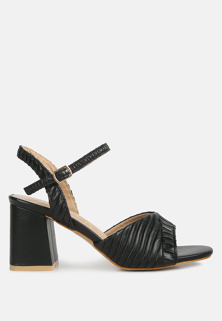 Nicholas Pleated Strap Block Heel Sandals - Glamourous Grace