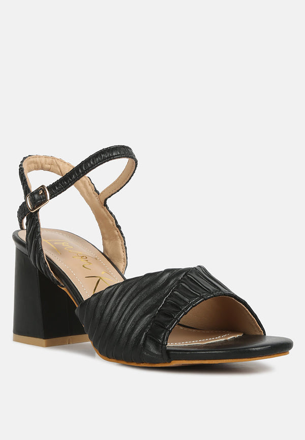 Nicholas Pleated Strap Block Heel Sandals - Glamourous Grace