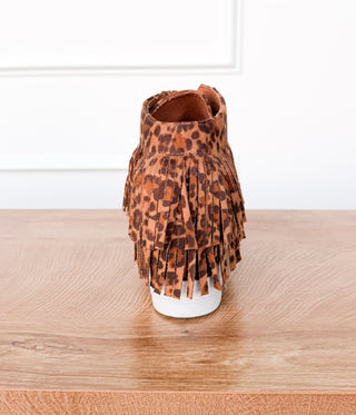 Nick Fringe Sneaker Wedge in Leopard - Glamourous Grace
