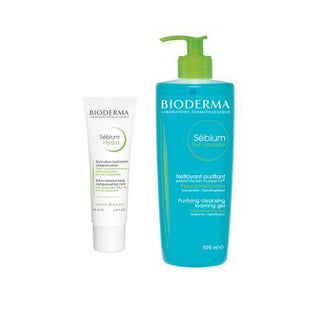 Bioderma Sebium: Hydra Cream & Cleansing Gel Set for Oily, Acne-Prone Skin | Gentle Cleansing, Intense Hydration, Hypoallergenic, Non-Comedogenic - Glamourous Grace