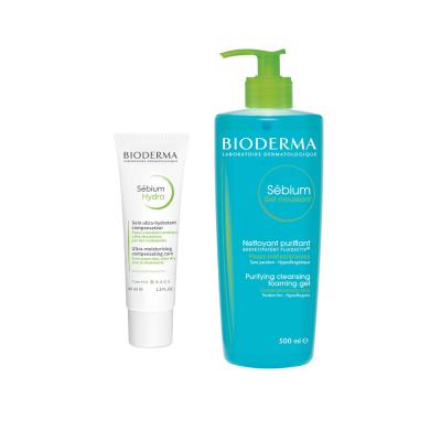 Bioderma Sebium: Hydra Cream & Cleansing Gel Set for Oily, Acne-Prone Skin | Gentle Cleansing, Intense Hydration, Hypoallergenic, Non-Comedogenic - Glamourous Grace
