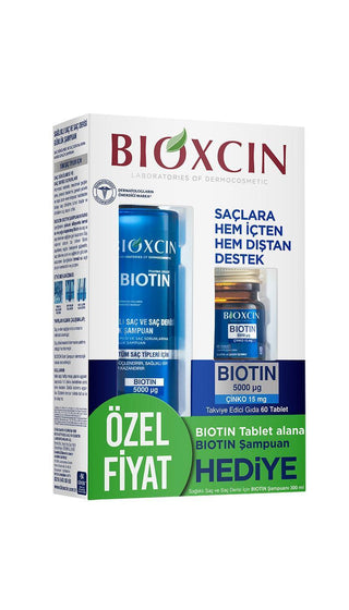 Bioxcin Biotin Supplement and Shampoo Set for Hair Loss Treatment and Hair Health Support - Glamourous Grace