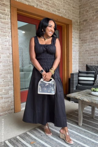 LOVELIEST LOOKS BLACK WOVEN MIDI DRESS - Glamourous Grace