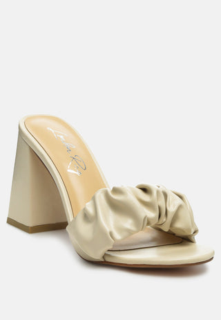 Noie Ruched Strap Block Heel Sandals