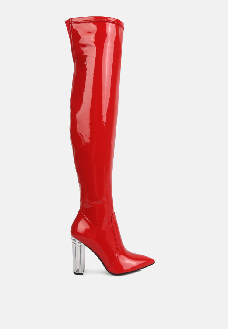 Noire Thigh High Long Boots In Patent Pu - Glamourous Grace