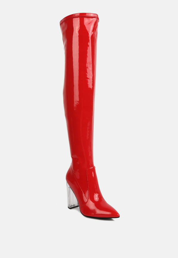 Noire Thigh High Long Boots In Patent Pu - Glamourous Grace